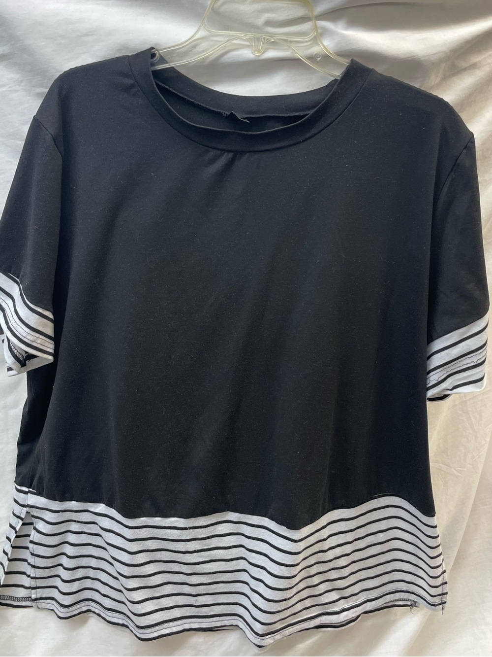 Shein Black Curve Crewneck Tee With White Neckline Lining Sz 4x